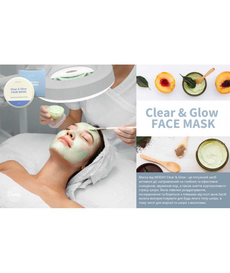 Відновлююча маска-антистрес для обличчя MODAY Clear & Glow FACE MASK  на основі цинку та азелаїнової кислоти 50 мл